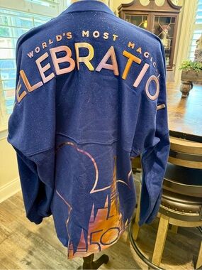 Disney WDW 50th Anniversary Unisex Spirit Jersey Navy Blue & GLITTER - NWOT